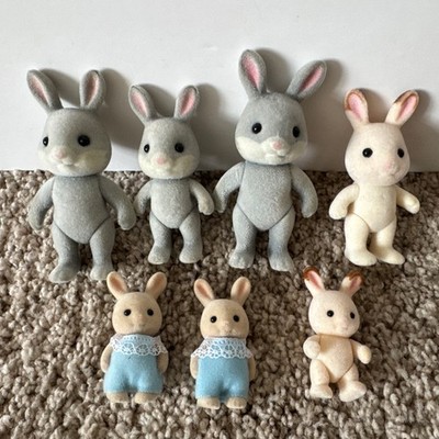 Sylvanian Families Hase Kaninchenfamilie inkl. grau & Schokolade Figuren x7