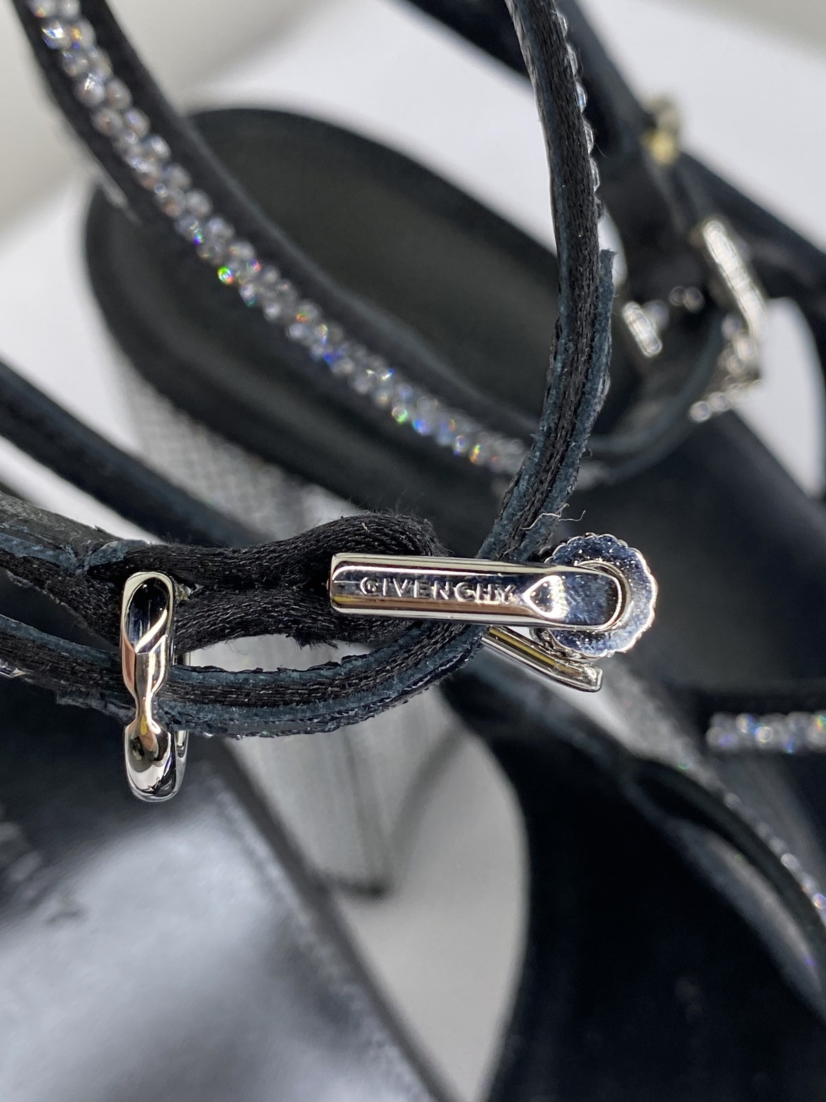 Givenchy Womens Sandals Silvery Size 8 Voyou Platform Strappy Jewels Buckle thumbnail 6