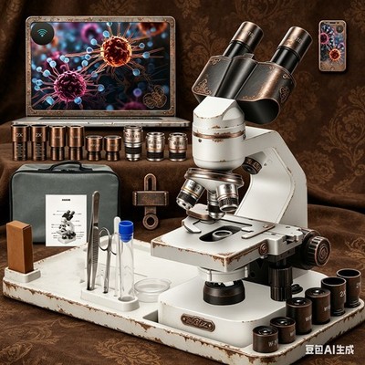 OMG B120D 40X-2500X LED Lab Binocular Compound Microscope with 3DWith electronic