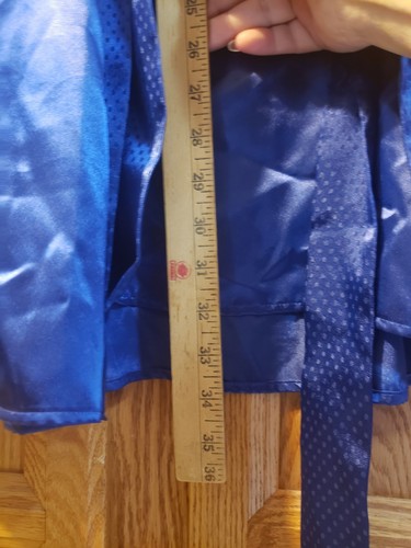 Accappatoio vintage raso MERVYNS blu viola taglia M interesse gay boudoir drag loungewear anni 80 - Foto 11 di 11