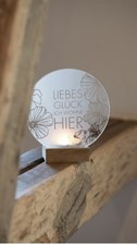 Glaspoesie Teelichthalter  Windlicht der Marke Räder Liebes Glück ich wohne hier