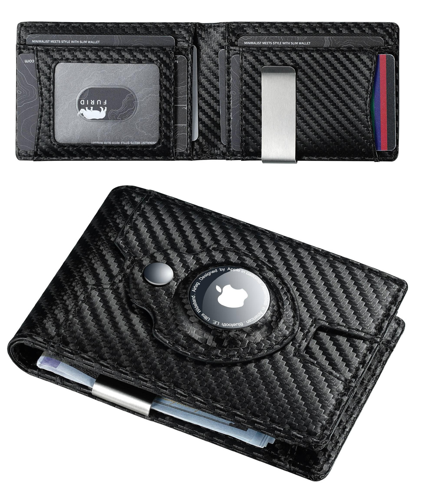 Slim RFID Airtag Wallet for Men with Apple Air Tag Holder