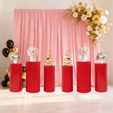 6Pcs Cylinder Pedestal Stands, Metal Display Stands For Wedding Birthday Decor