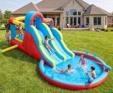 Large 6 in 1 Inflatable Water Slide Park Bouncy Splash Pool Climbing Wall Kids