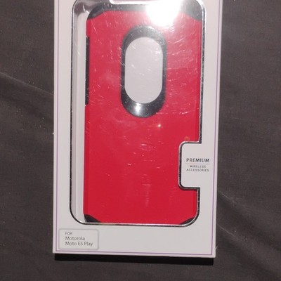 Asmyna Hard Cover Case Red Black Unique Design Drop Protection for Moto E5 Play