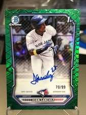 2026 Bowman Chrome Autograph #CPA-JS Juan Sanchez /99 Green Reptilian Refractor