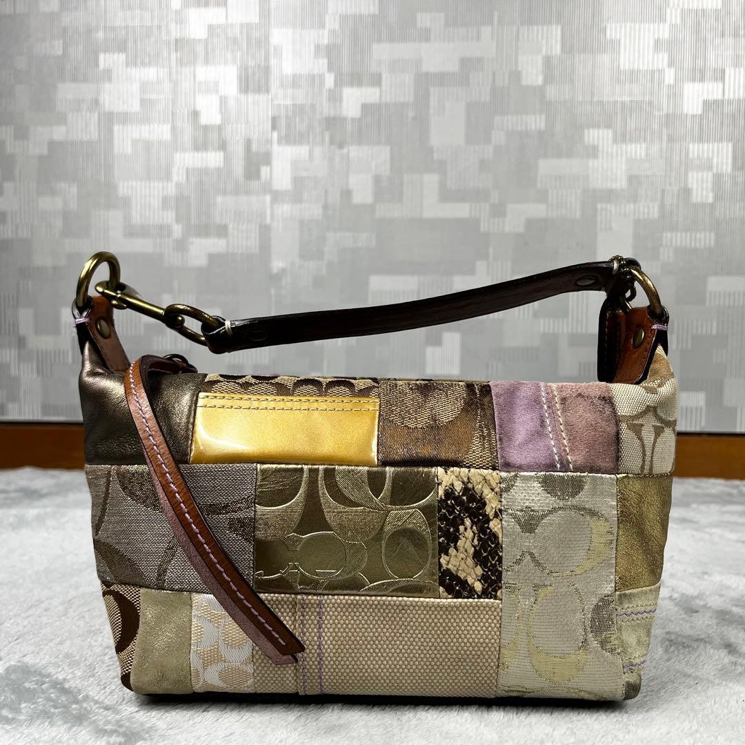 Coach Patchwork Vanity Accessory Pouch Beig Brown… - image 10