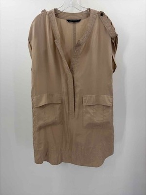 Pre-Owned Zara Tan Size Large Knee Length Short Sleeve Dress