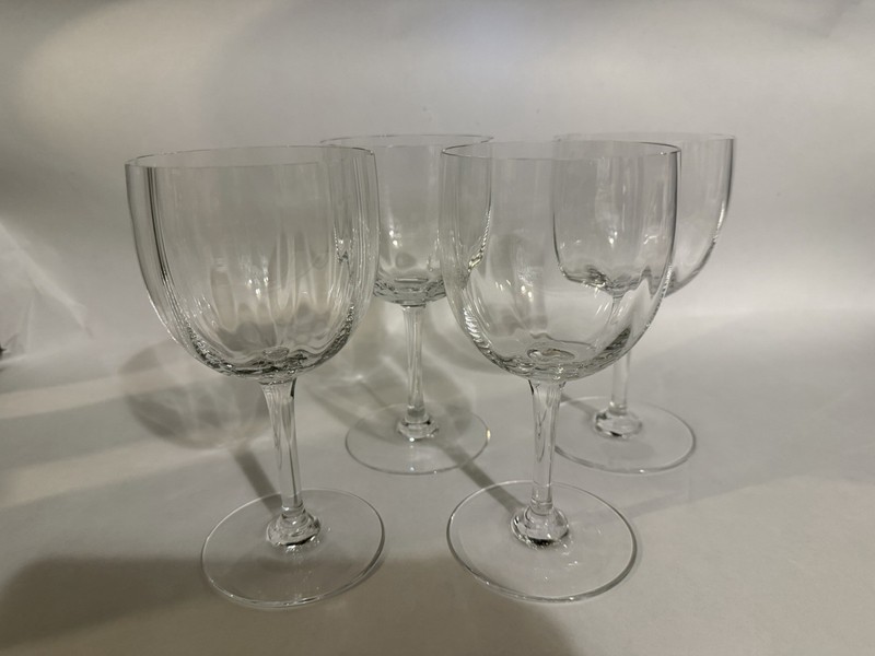Set of 4 Baccarat Montaigne (Optic) Water Wine Goblet Glasses 7" EXCELLENT