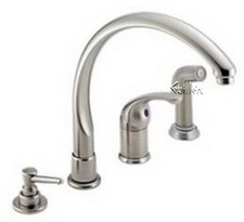 Delta Waterfall Single Handle Kitchen Faucet with Spray  Soap Dispenser S.S.