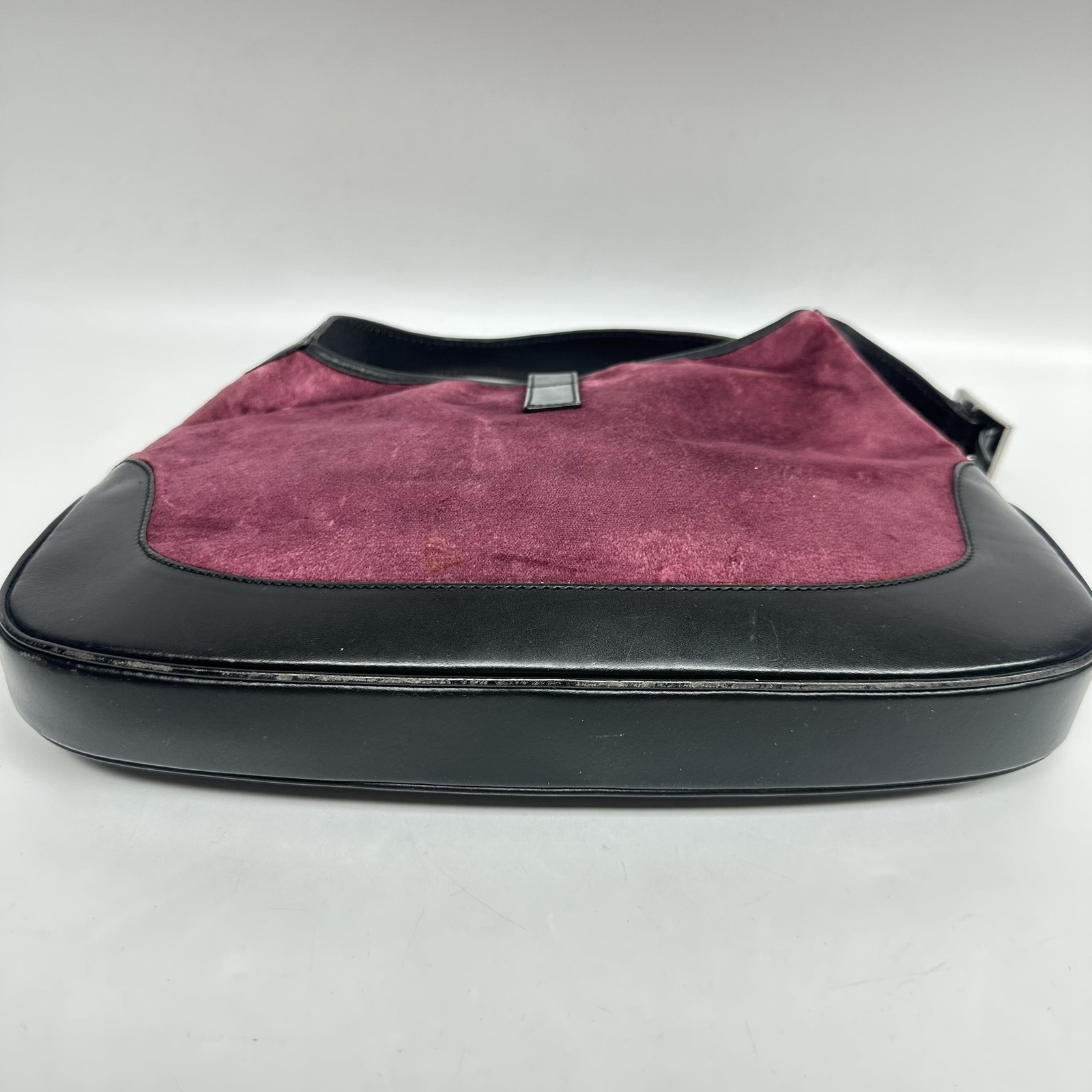 Jackie Pink Velvet And Black Leather Shoulder Bag - ## image 3