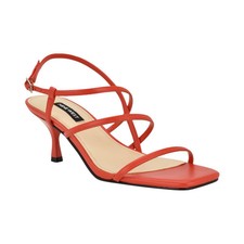 Women's Nine West Hindy Strappy Kitten Heel Dress Sandals Red