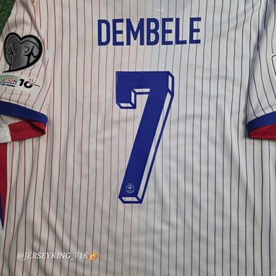 NIKE France Ousmane Dembele #7 2024/25 Away Soccer Jersey WC
