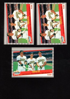 1989 Fleer Group Of 3 # 634 Jose Caseco Mark Mcgwire Pack Fresh Centered A214