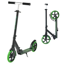 VEVOR Kick Scooter for Kids 8+ Teens Adults Foldable Scooter Adjust Black/Green