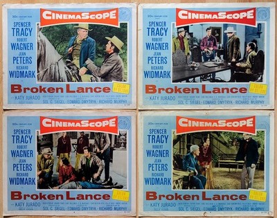 4 orig. Kino Film Aushangfotos Gebrochene Lanze Broken Lance Lobby Cards EA 1954