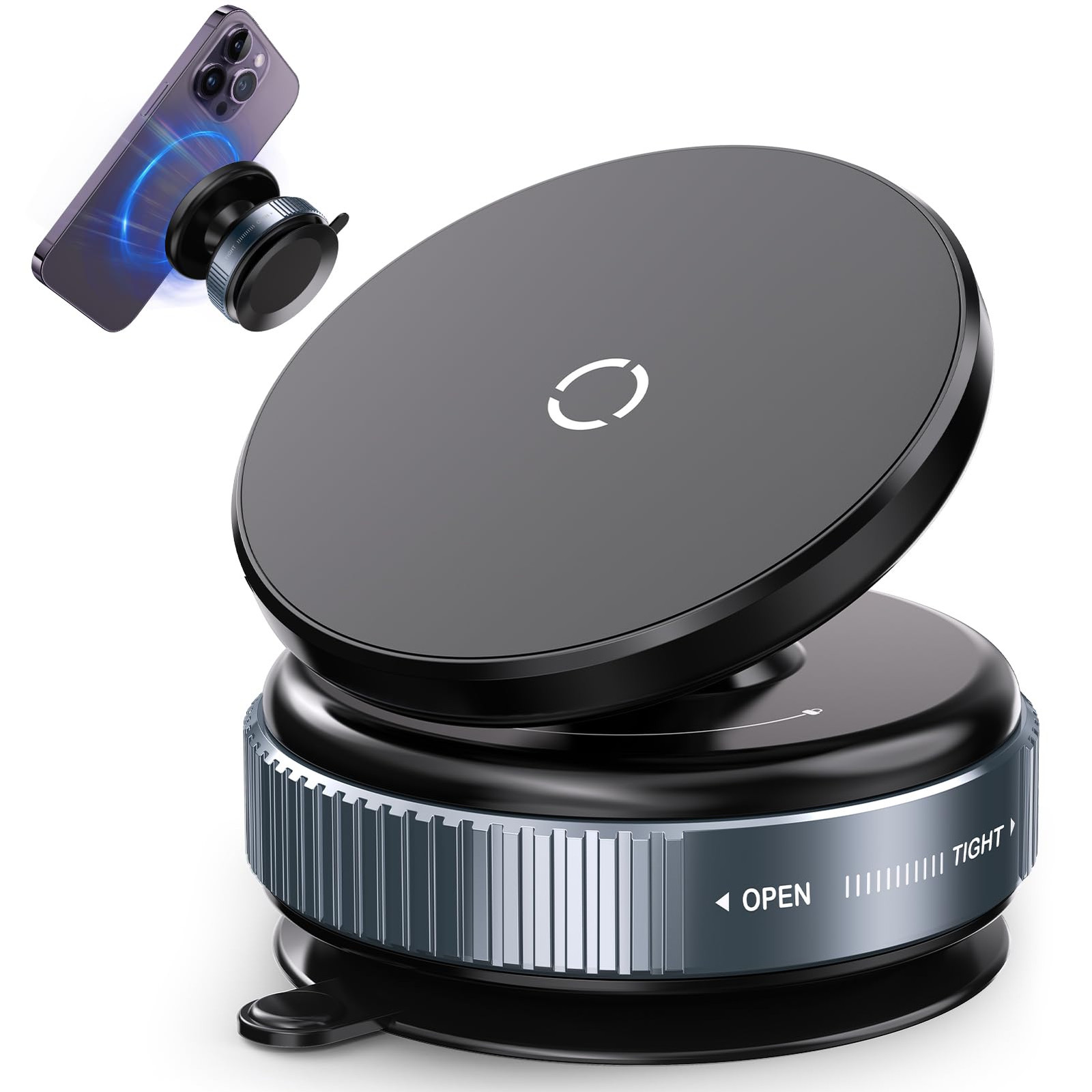 360° Magnetic Phone Mount with Vacuum Suction Adjustable Hands-Free Car Holder