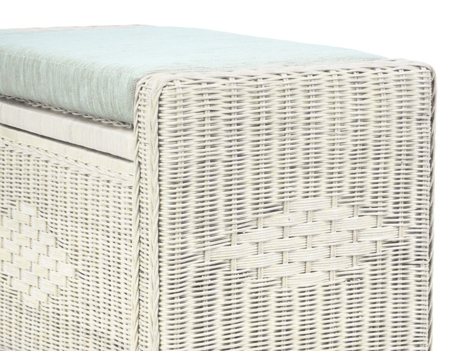 Handmade Rectangular Chest Ottoman Bruno Rattan Wicker w/Cushion 32 ...