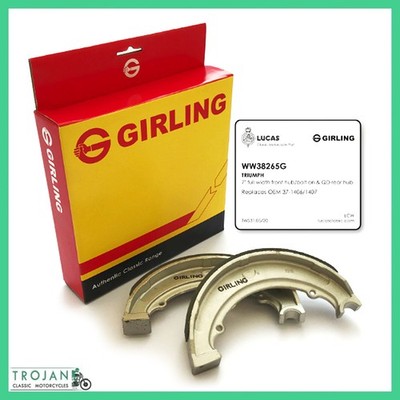 GIRLING FRONT REAR BRAKE SHOES, TRIUMPH, BSA, (SET) 37-1406, 37-1407, 37-0093