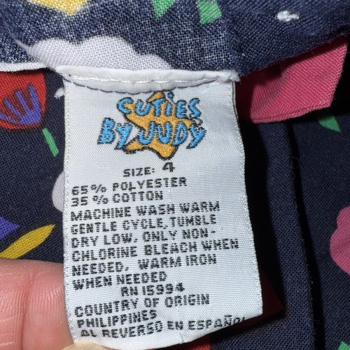 Vintage 90s Cuties by Judy Girls Dress 4T Cottagecore Floral Bow - Picture 5 of 8