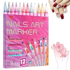 12 Colors Nail Art Pens Set,New Nail Art Markers Polish Pen for 3D Nail Art