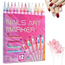 12 Colors Nail Art Pens Set,New Nail Art Markers Polish Pen for 3D Nail Art