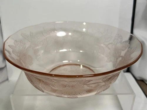 MacBeth-Evans Pink Depression Glass 8.5” Bowl Dogwood (Apple Blossom Wild Rose)
