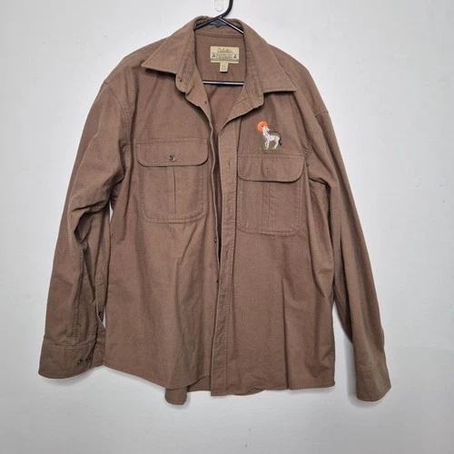 VTG Cabela's Deerskin Soft Chamois L/S Shirt Size L Brown Foremost Outfitter