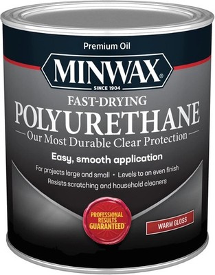 Minwax 63000 Fast Drying Polyurethane Clear Gloss, Quart Quart, Gloss 