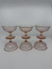 6 Vtg Anchor Hocking Block Optic Pink Depression Glass Sherbet/Champagne Glass