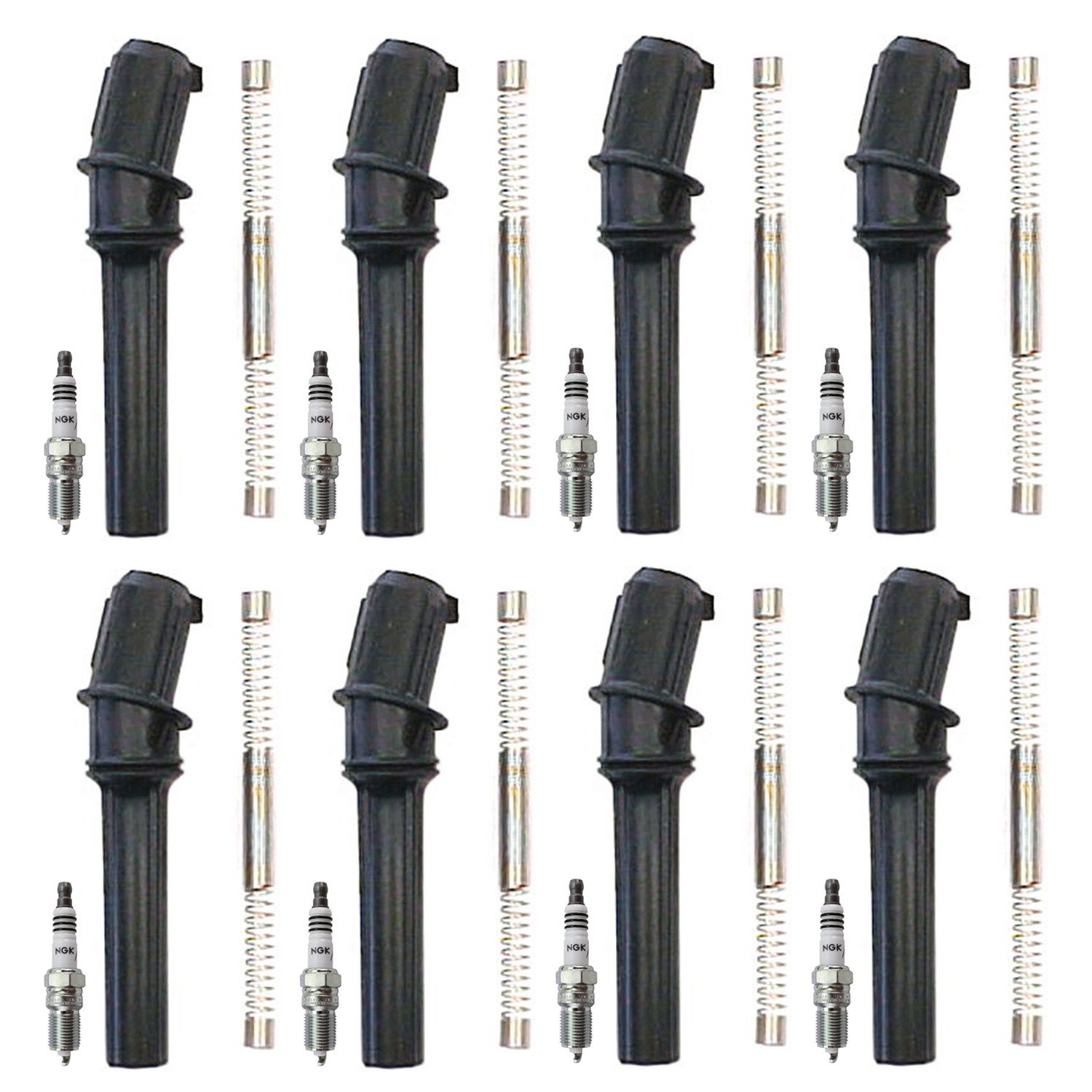 NGK 8 Iridium IX Spark Plugs  Denso Coil Boots Kit for E-150 F-150 Mustang V8
