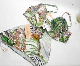 Lise Charmel Bikini Set Feerie Tropicale Top 38C Bottom Med Charms Ruched Nature