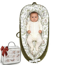 Baby Lounger-Breathable and Soft Organic 100 Cotton, Portable Infant Lounger wi
