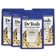 Dr Teal's Epsom Salt Magnesium Soak, Vanilla Comfort, 3 lbs Pack of 4