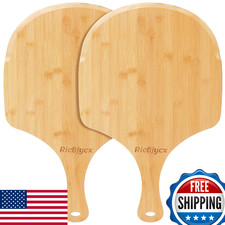 RICOJYCX 2-Pack 14" Natural Bamboo Pizza Peel Paddle Board - Durable Kitchen Too