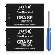 GBA SP Replacement Battery 2800mAh High Capacity 2 Pack
