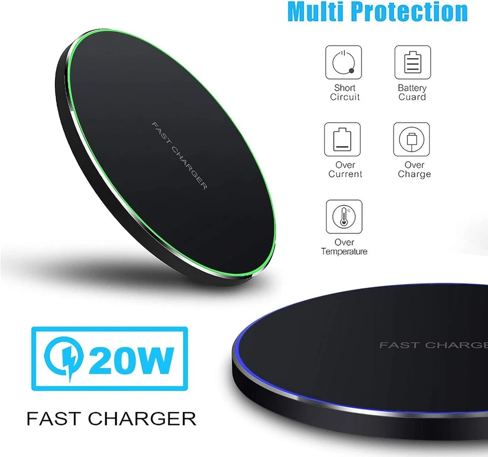Wireless Fast Charger Charging Pad Dock for Samsung For iPhone Android Phone - Image 4 of 4