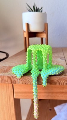 Dan Lam Art Sculpture Drip Shelf Sitter Green Drip Into Pink/ Aqua 2023 Signed