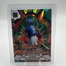 2025 Panini Donruss Baseball Card Bomb Squad No 5 Dalton Rushing Green Laser