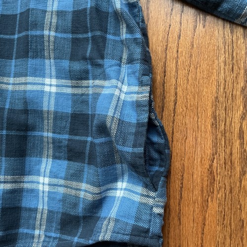 LL Bean Women Hooded Shirt Jacket Size XL Blue Plaid Button Up Outdoor Fall - Picture 6 of 7