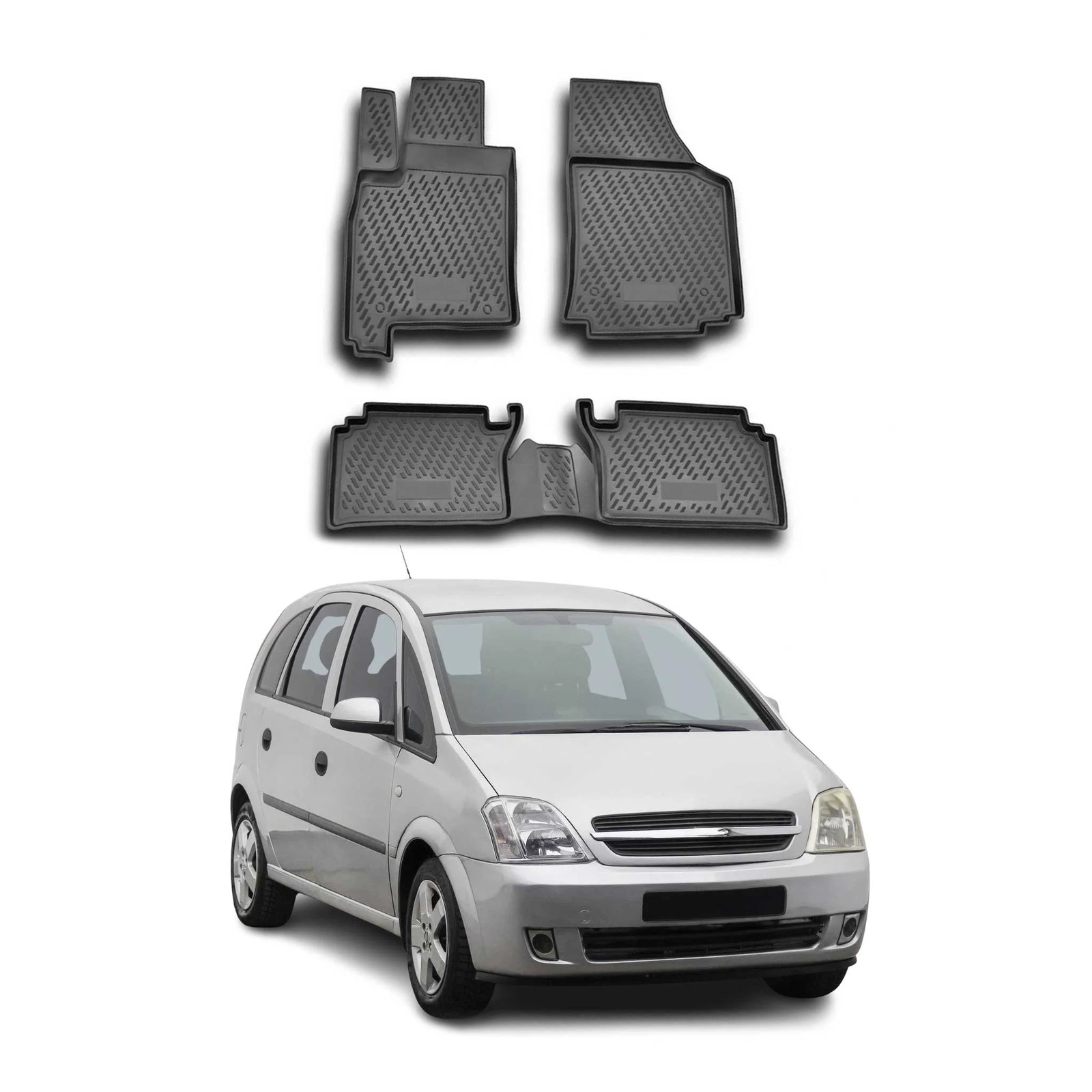 Tapis de sol Opel Meriva A de qualité supérieure en caoutchouc noir résistant