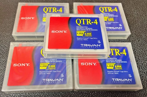 5 Sony QTR4 Travan Mini Data Cartridge, Streamer, Datenband 8GB, Neu und OVP