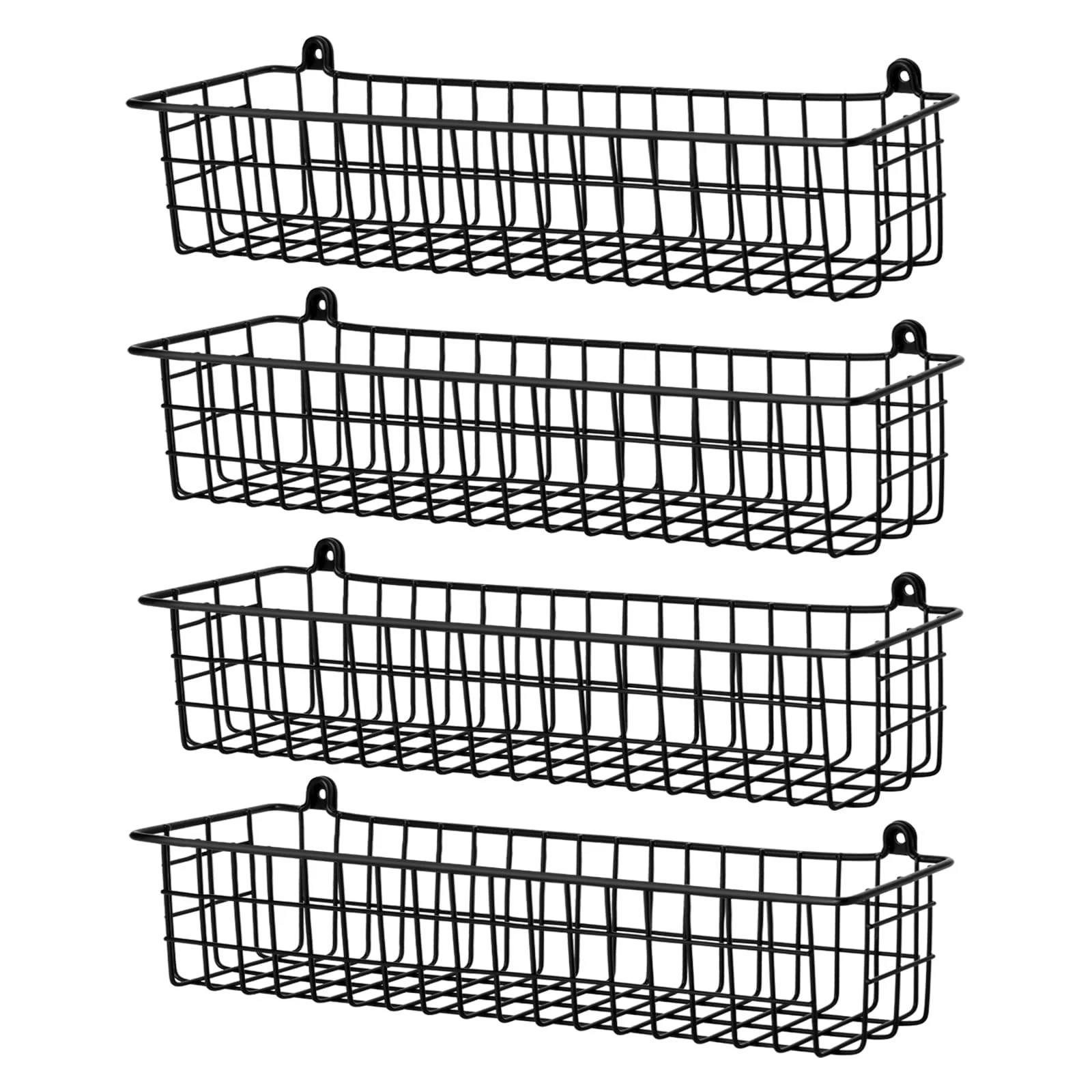 Spice Rack Organizer Wall Mount, 4 Pack Black Seasoning Rack Wire Storage Bas...