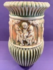 Roseville Art Pottery Donatello Pattern Cherub Green Brown Vase Vintage 10"