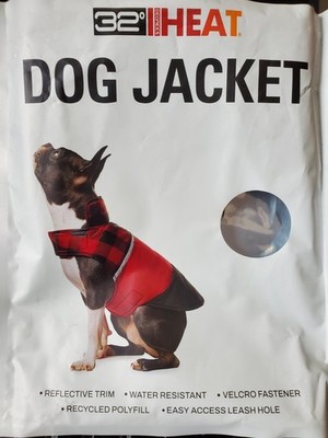 32 Degrees Dog Jacket, Medium, Reflective Trim w/ Leash Hole Red