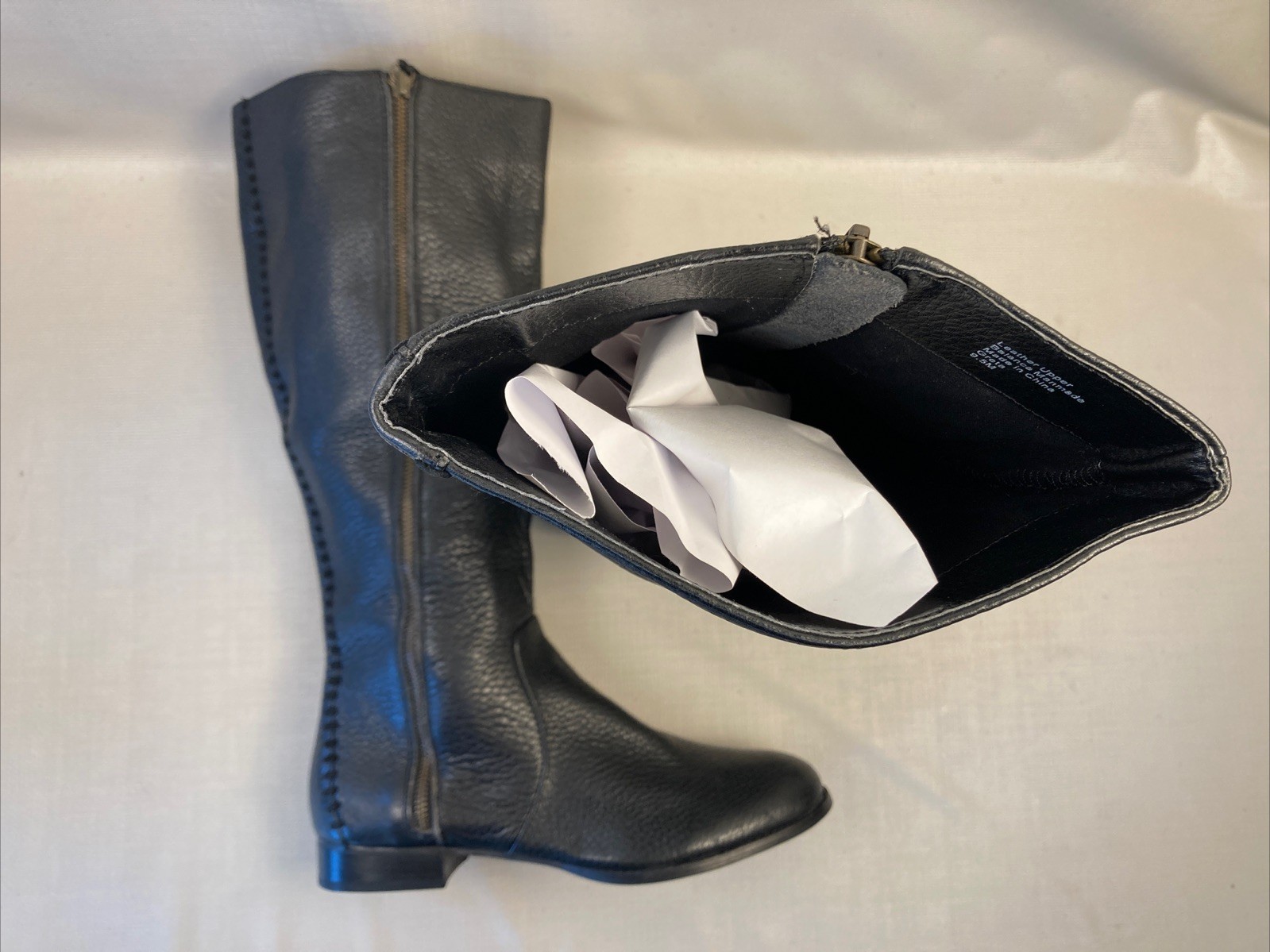 New FALCHI Greta Black Pebbled Leather Women’s Tall Boots sz 9.5 NWOB - Thumbnail 13