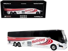 Prevost H3-45 Coach Bus "Holiday Tours" White with Red Graphics