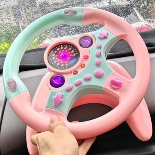 Simulations-Co-Pilot-Lenkrad mit Sockel für Kinderauto Toy Pink - Bild 6 von 7