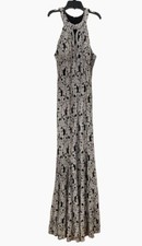Nightway Formal Dress Womens 14 Black White Lacy Lined Silver Sparkle Prom NWT