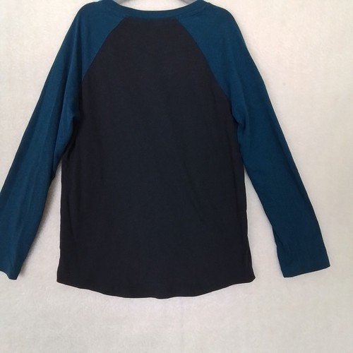 Old Navy Boys T-Shirt Sz M Gray Teal Long Sleeve Raglan Tee Cotton Blend - Picture 7 of 10